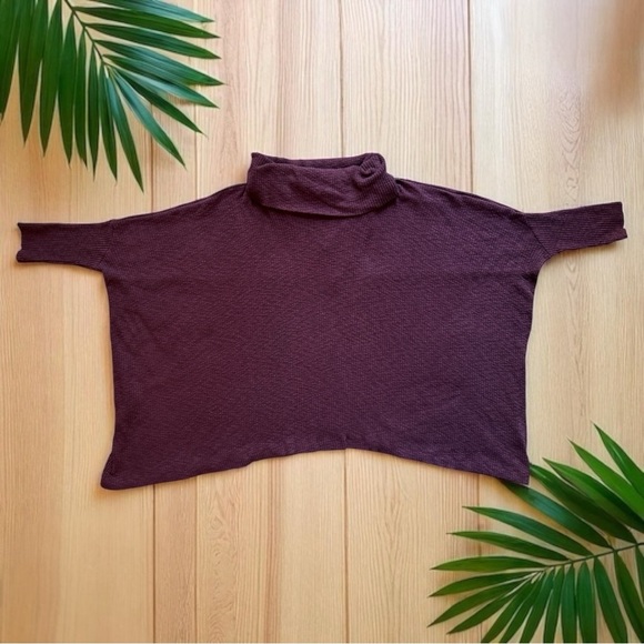 FP Beach | Free People Plum Split Back Cowl Neck Poncho Sweater - Size Large - Picture 15 of 15